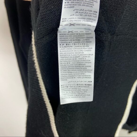 Banana Republic Cashmere Merino Wool Sweater Dress Black V-Neck White Trim XS‎ - Picture 9 of 14